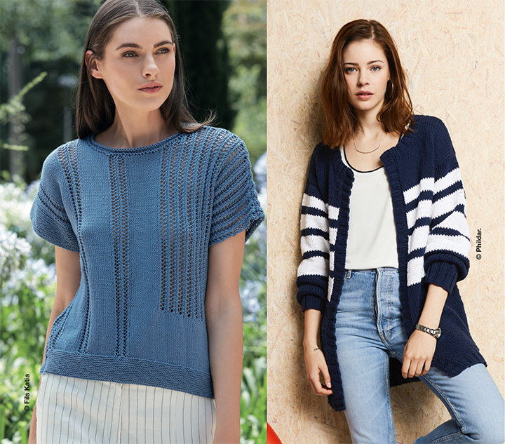 
une d&eacute;ferlante de bleus&thinsp;!
 - Fait main Tricot &eacute;t&eacute; 2019
