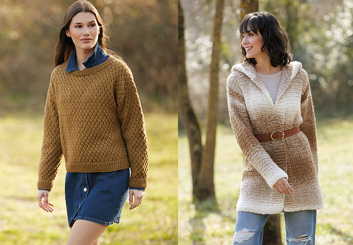 
M&eacute;rinos, acrylique et jeu de points
 - Fait Main tricot Automne/Hiver 2019
