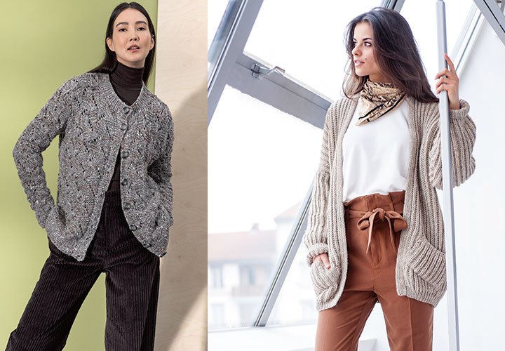 
Joli mix de mati&egrave;res et de points en relief
 - Fait Main tricot Automne/Hiver 2019
