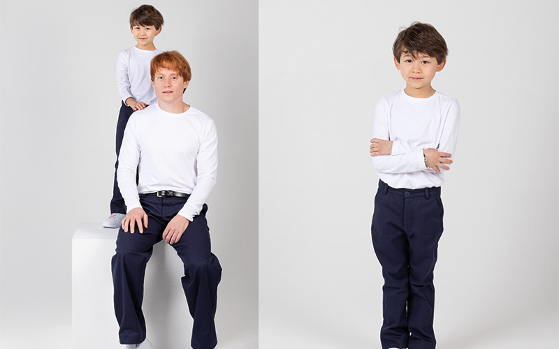 
Mini-moi&thinsp;: pantalon en coton serg&eacute;

