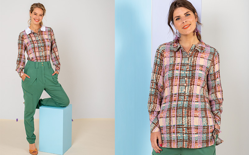 Viscose imprimée et denim vert Viscose imprimée et denim vert