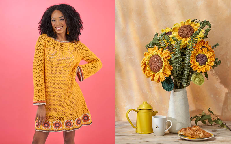 Ambiance seventies et jaune soleil au crochet