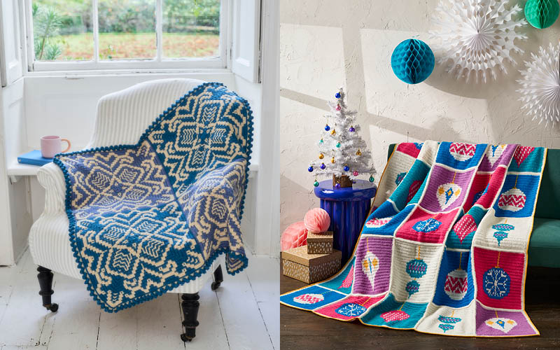 Deux plaids au crochet pour r&eacute;chauffer la d&eacute;co d'hiver