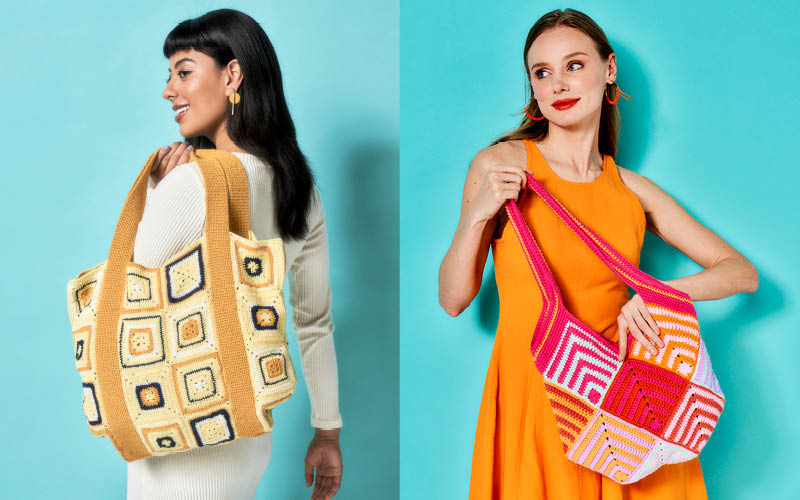 Deux patrons de sac au crochet à base de carrés Deux patrons de sac au crochet à base de carrés